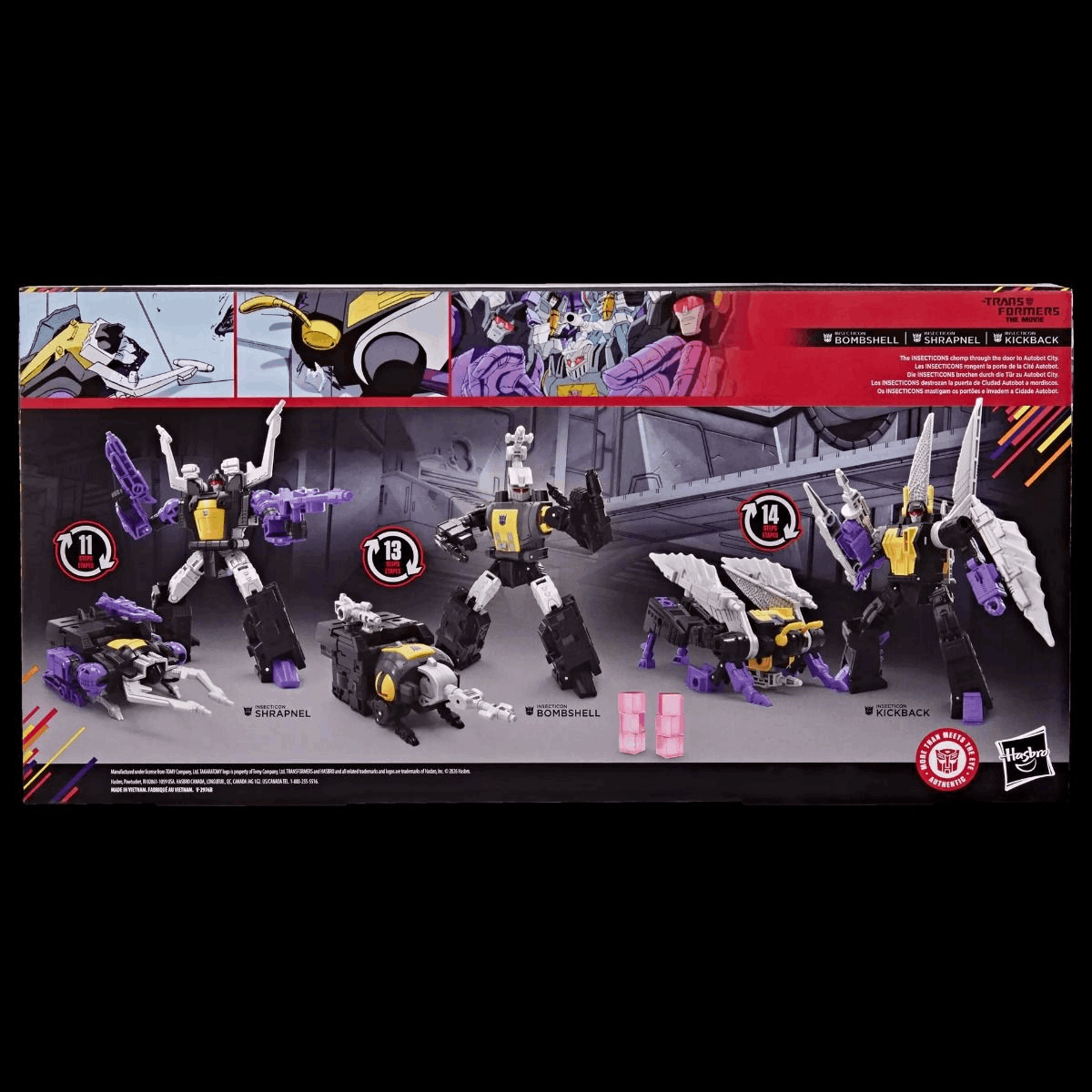 Hasbro Exclusive Transformers Studio Series The Transformers: The Movie MTMTE Collection Insecticon Bombshell, Insecticon Shrapnel, & Insecticon Kickback