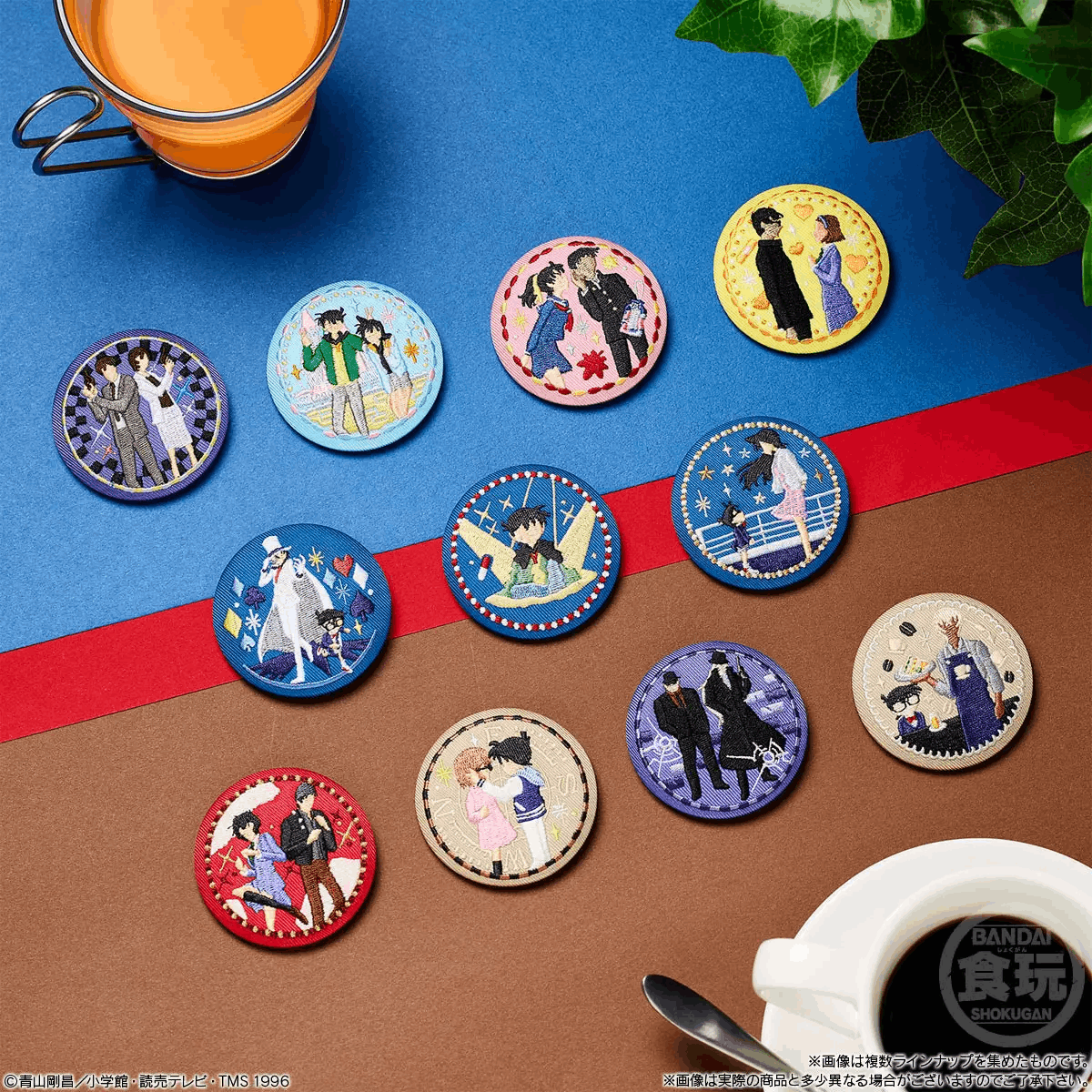 Bandai Candy Toy DETECTIVE CONANE MBROIDERY CAN BADGE WITH BISCUITS