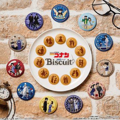 Bandai Candy Toy DETECTIVE CONANE MBROIDERY CAN BADGE WITH BISCUITS
